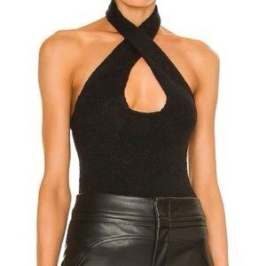 MUSIER PARIS ALYSSA BLACK TOP CRISS CROSS ALPACA WOOL CROP